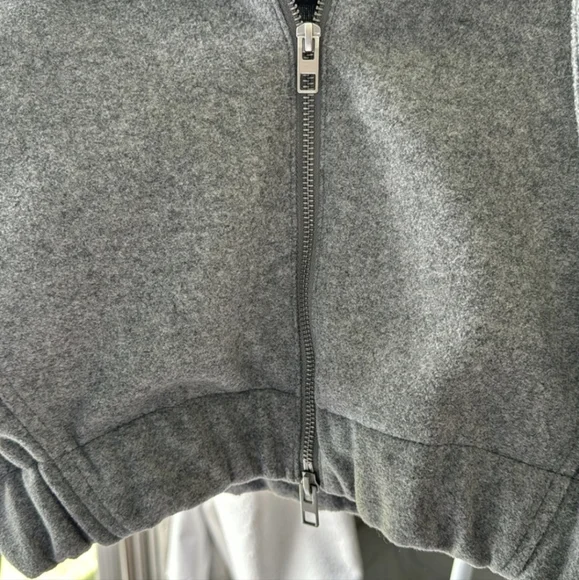 Zara Felt Texture Gray Cropped Hoodie Jacket - Picture 5 of 5
